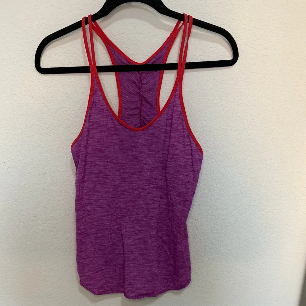 Lululemon What The Sport Singlet Il Tank Heathered Ultra Violet / Alarming Red 6